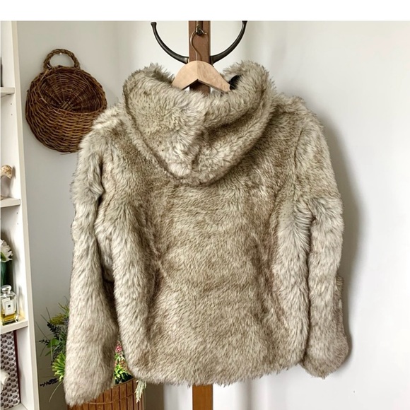Zara Teddy Bear Jacket Coat with Hood Faux Fur Long Sleeve Small Like New - Picture 9 of 12